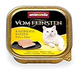 animonda Vom Feinsten Adult Katzenfutter, Nassfutter für ausgewachsene Katzen, kastrierte Katzen Pute + Käse, 32 x 100 g