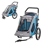 Pawhut 2-in-1 Hundeanhänger Haustier Fahrradanhänger Hundetransporter Hunde Fahrrad Anhänger Oxfordstoff Atmungsaktiv Metall Oxford-Gewebe Blau 140 x 71 x 105