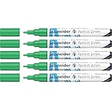 Schneider 120104 Paint-It Acrylstifte (mit 2 mm Rundspitze, hochdeckende Acrylfarben für Holz, Leinwand, Stein uvm.) 5er Pack, grü
