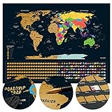 Weltkarte zum Rubbeln - Rubbel Weltkarte - Deutsch - 80x60cm - Scratch Off Map - Landkarte zum Freirubbeln - Rubbelkarte - Map World - Rubbelweltk