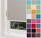 Home-Vision® Premium Plissee Faltrollo ohne Bohren mit Klemmträger / -fix (Grau, B80cm x H200cm) Blickdicht Sonnenschutz Jalousie für Fenster & Tü