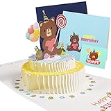 VidFair Pop-Up Karte Bärenkuchen Nette Karikatur 3D Geburtstagskarte mit Umschlag Handgemachte Pop Up Geburtstagsgrußkarte für Mutter, Freundin, Mädchen, Jungs, Freunde (Kuchenbär)