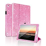 Hülle für iPad Air/Air 2, FAN SONG Glitzer Magnetisches PU Leder Schutzhülle mit Auto Schlaf/Wach Funktion, Standfunktion,Stifthalter Smart Cover für Apple iPad 2018/2017/Pro 9,7 Zoll(Bling Pink)