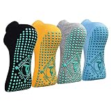 Yoga Socken Anti-Rutsch-Socken (4 Paare) für Damen Pilates, Yoga, Barre, Tanz, Ballett, Kampfsport, Trampolin, Fitness, Krankenhaus, Reha, Heim- und Körperbalance, Sox UK 7-10 / EU 41-43