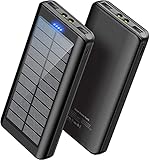 Solar Powerbank Handy 30000mAh - WBPINE Externer Akku USB Power Bank Doppelter USB-Ausgang mit LED-Taschenlampe für Camping Outdoor Solar Ladegerät Kompatibel mit Handy Phone | Android | Tab