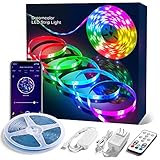 5m RGBIC LED Streifen, Telefon-APP-Steuerung, funktioniert mit Alexa und Google Home,Fernbedienung, Wifi Music Sync Farbwechselnde Regenbogenlichter für Raumparty