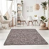 Taracarpet Handweb-Teppich Oslo Wolle im Skandinavischem Landhaus Design Wohnzimmer Esszimmer Schlafzimmer Flur Läufer beidseitig verwendbar 090x160 cm grau M