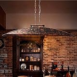 Vintage Industrial Pendelleucht Esstischlampe Rustikal E27 Pendellampe T300-Glühlampe Höhenverstellbar Retro Hängelampe Metall Kronleuchter Roter Rost Hängeleuchte Bar Cafe Wohnzimmer Deck