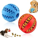 Widream 2 Pcs Hundespielzeug Ball, Hundeball mit Zahnpflege, Naturkautschuk Zahnpflegeball, für Kleine Hunde, für Zahnreinigung, Kauen, Spielen, Iq-Training (5 cm)