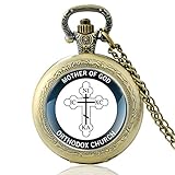 ZDANG Klassisches Kreuz Muttergottes Orthodoxe Kirche Vintage Quarz Taschenuhr Männer Frauen Glaskuppel Anhänger Stunden Uhr Geschenk