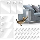 Tuofang 6 Stücke Katze Kratzschutz Sofa, Kratzschutz für Haustiere, Anti Kratz Möbelschutz, Kratzschutz Wand Selbstklebend, mit 24 Pcs Schrauben für Sofa, für Sofa, Tür, Möbel, W