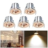 Mini Einbaustrahler Klein LED Set 5er, Audor 3W LED Deckenstrahler Schwenkbar COB Deckenspots Einbauleuchte Aluminium Spots LED Set Warmweiß für Weinschrank/Schrank/Küche/Wohnzimmer-Roseg