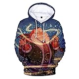 EMPERSTAR Weihnachtspullover Herbst Winter Weihnachten Unisex Pullover Lässiger Bequemer Sport Hoodie Blau+M