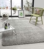 the carpet Green Velvet Wohnzimmer Öko Teppich, Hochflor besteht aus 100% recyceltem Polyester, Langflor, Luxuriöse Felloptik, Kuschelig Weich, Grau, 160 x 230