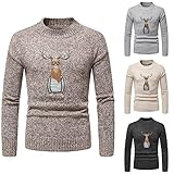 XPDD Herren Weihnachtspullover Unisex Hässliche Pulli Lustig Strickpullover Ugly Weihnachtspulli Herren Winter Pullover Gestrickt Lustig mit Rundhalsausschnitt Weihnachten Pullover Ugly C