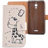 Lankashi PU Flip Leder Tasche Hülle Case Cover Schutz Handy Etui Skin Für Alcatel One Touch Pixi 4 6' 3G Giraffe Desig