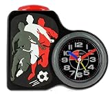 Baby Watch, Motivdruck Dring Jungen Fußball Black-Wecker, Quarz Analog, Zifferblatt schw