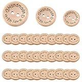 Lvjkes Liebe runde Holzknöpfe, holzknöpfe natur, 100 Stück runde Holzfarbenknöpfe mit Löchern, handgenäht für Bastelkleidungsdekoration(15MM)