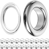 Ösen und Scheiben, Ø 14 mm Durchmesser, 20 Paare in Silber, Ösen mit Scheiben für Bekleidung, Camping Zubehör und Sonnensegel, Rost-frei, Tüllen, Grommet, Ösen Patches Kordel, Metallknopf, Druckknop