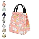 PAEFIU Isoliertasche Lunch Tasche, Wiederverwendbare, Lunchtasche Für Lunch Boxes Wasserdichtes Gewebe Faltbare Picknick-Handtasche Für Erwachsene, Studenten Und Kinder (Rosa Eisbär)