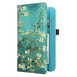 CoBak Scheckbuchhülle - Premium Leder Scheckbuchhalter Brieftasche mit RFID-Blockierfunktion für Damen und Herren (Blüte)