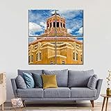 Mit Rahmen Vlies Leinwanddrucke 4 Teilig Kunstdruck Art Deco Ziegeldach Landschaft Modern Wandbilder 4 Teilig Xxl Wanddekoration Design Wohnzimmer Deko,Leinwanddrucke 4 Stück Wandk