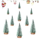 9 Stück Mini Grün Tannenbaum, Mini Kunstschnee Weihnachtsbaum, Weihnachtsbaum mit Klein Holzsockel, für Weihnachtsdeko/Tischdeko/DIY/Schaufenster, 3Größ