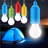 4 STÜCKE Pull Light Lampe Tragbare LED Campinglampe, Mobile Leuchte Pull-Cord Hängende Licht Ideal für Party Garten Camping Wandern BBQ Zelt Dachboden Kleiderschrank Dek