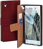 moex Handyhülle für Sony Xperia M4 Aqua - Hülle mit Kartenfach, Geldfach und Ständer, Klapphülle, PU Leder Book Case und Schutzfolie - W