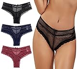 Spitze Tanga Panties für Frauen T Rücken Niedrige Taille Nahtlose Unterwäsche Bikini Panty Mesh Spitze Thongs Plus Size Unterhose, mehrfarbig, 3XL/4XL