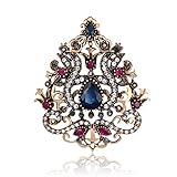 YAZILIND Retro rhombische Hohle eingelegte Rhinestones Legierungs-Harz-Brosche Corsage Frauenmädchen Zusätze (blau)