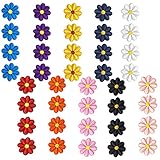 40 PCS Patches zum Aufbügeln, 10 Farben Gänseblümchen Aufnäher, Hochwertige Stickerei Patch, DIY Applikationen Bügelflicken, Einfach zu Bügeln Nähen, für T-Shirt Rucksack Hoodies S