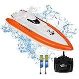 STOTOY RC Ferngesteuertes Boot, Ferngesteuertes Boot Kinder, Elektronisches Hochgeschwindigkeits-Rennboot Mit Fernbedienung Und 2 Wiederaufladbaren Batterien, AußEnboote FüR Pool Und S