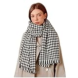 B-commerce Damen Schottenkaro-Schal, Winter, modisch, lang, kariert, warm, Wolle, britischer Stil, für Damen, spinnende Quaste, Hahnentritt-Schal, langer Stola, Schalldämpfer Gr. XXXL, Schw