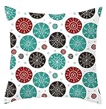 BCughia Kissenbezüge, Kissenhüllen 50x50 Bunt Polyester Schneeflocke Polka Dot Weihnachten 1