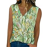 Sommer Oberteile Damen Tunika ärmellose T Shirt Tunika Vest Tshirt Damen Kurzarm Sexy Tank Top Crop Tops Casual V Ausschnitt Basic Shirt Blusentop Strick Weste Top Lässige Druck Sommerbluse S