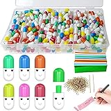GZLFH 300 STK Brief Kapsel, Niedlich Lächeln Gesicht Capsule Liebe Nachricht Kapsel mit 2 Rollenpapiersticks für Mütter Verliebte Freunde(Zufällige Farbe)