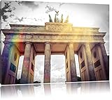 berühmtes Brandenburger Tor in Berlin schwarz/weiß Format: 100x70 auf Leinwand, XXL riesige Bilder fertig gerahmt mit Keilrahmen, Kunstdruck auf Wandbild mit Rahmen, günstiger als Gemälde oder Ölbild, kein Poster oder Plak