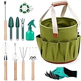 INNO STAGE Gardening Tools Set and Organizer Tote Bag with 11 Piece Garden Tools,Best Garden Gift Set,Vegetable Gardening Hand Tools Kit Bag-G