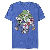 Nintendo Herren Mario and Friends Circle Retro T-Shirt, Royal Blue Heather,
