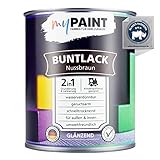 myPAINT®️ 2in1 Buntlack (750ml, RAL 8011 Nussbraun) glänzender Acryllack - Lack für Kinderspielzeug - Farbe für Holz - Holzfarbe Innen - Made in Germany