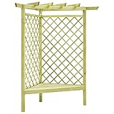 vidaXL Kiefernholz Imprägniert Eckpergola mit Bank Gartenbank Sitzbank Gartenpergola Holzpergola Rankgitter Rankhilfe Pergola 130x130x197