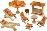 Goki 51913 - Gartenmöbel, 9-teilig, Puppenhausmöb