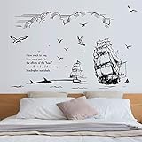 Gemalte   Segelboot Silhouette Wandaufkleber Home Decor Wohnzimmer Veranda Badezimmer Schlafzimmer Hintergrund Dekoration D