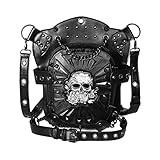 Punk Multi-Back Umhängetasche, Umhängetasche, Totenkopf Gürteltasche, Unisex, übergroße Totenkopfkette Motorradtasche, Damen eine Schulter Umhängetasche, Geschenke für Frauen-Black