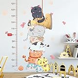 MAIDEKO Wandtattoo Messlatte für Kinderzimmer Junge Mädchen|180 cm Wandsticker Katzen Motiv Geschenk | Tiere Aufkleber Wanddek