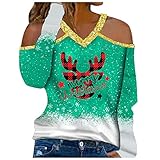 HHOP Weihnachten Frosch Pullover Abendkleider Knielang Langarmshirt Damen v-Ausschnitt stufenkleid Damen Sommer weihnachtdkleid plissee Farbverlauf Pullover Bluse Langarmshirts herbstkleid D