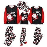 Zilosconcy Weihnachts Pyjama Familie, Weihnachten Pyjamas Baumwolle, Rundhals Langarm Pyjama Weihnachten Familie, Christmas Matching Pyjama Deer Plaid Pyjamas Set Fleecepulli Sweatshirt Familie S