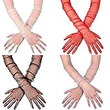 4 Paare Damen Lange Tüll Handschuhe Bloße Hochzeit Braut Handschuhe Ellenbogen Lange Opern Party H