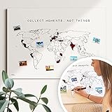 Weltkarte Reiserinnerung: 'collect moments' - Reiseweltkarte zum ausmalen, Weltkarte zum pinnen - nachhaltig & handemade in Germany, Weltkarte zum rubbeln - ist out - Größe: 60x40